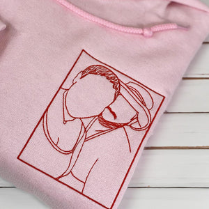 Custom Matching Portrait - Embroidered Hoodie, Sweatshirt, Tshirt - Valentine Gift for Couple