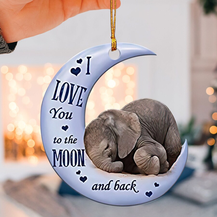 Moon Back Elephant Lover Two Sided Ornament