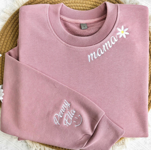 Custom Mama And Papa With Grandkids - Embroidered Sweatshirt, Hoodie, Tshirt - Best Gift for Mom, Dad