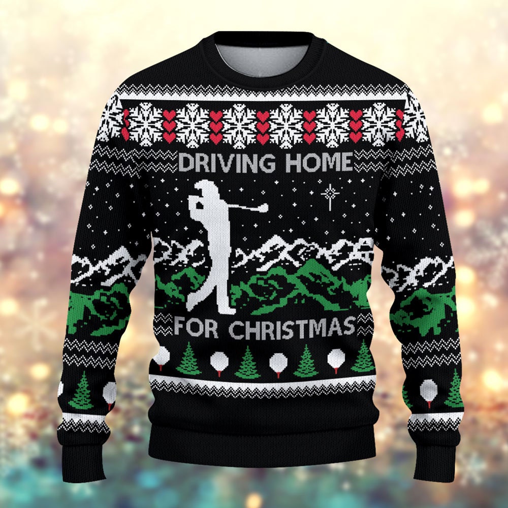 Driving Home For Christmas Golf Drive - Ugly Sweater