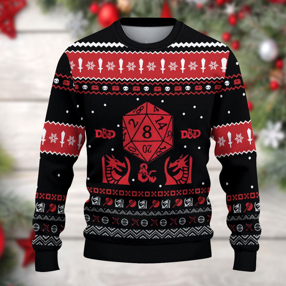 Dragon Christmas Dice D&D - Ugly Sweater