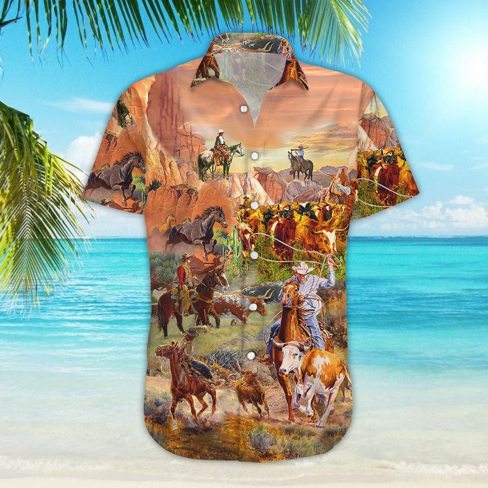 Horse Print Shirt - Cowboy Love Life Hawaiian Shirt