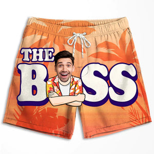 Boss & The Real Boss - Personalized Couple Beach Shorts - Summer Vacation Gift, Birthday Party Gift For Husband Wife