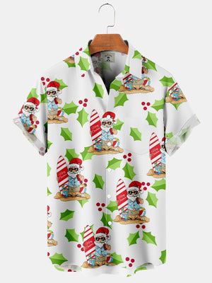 Christmas In July Fun Santa Green Leaves - Hawaiian Shirt