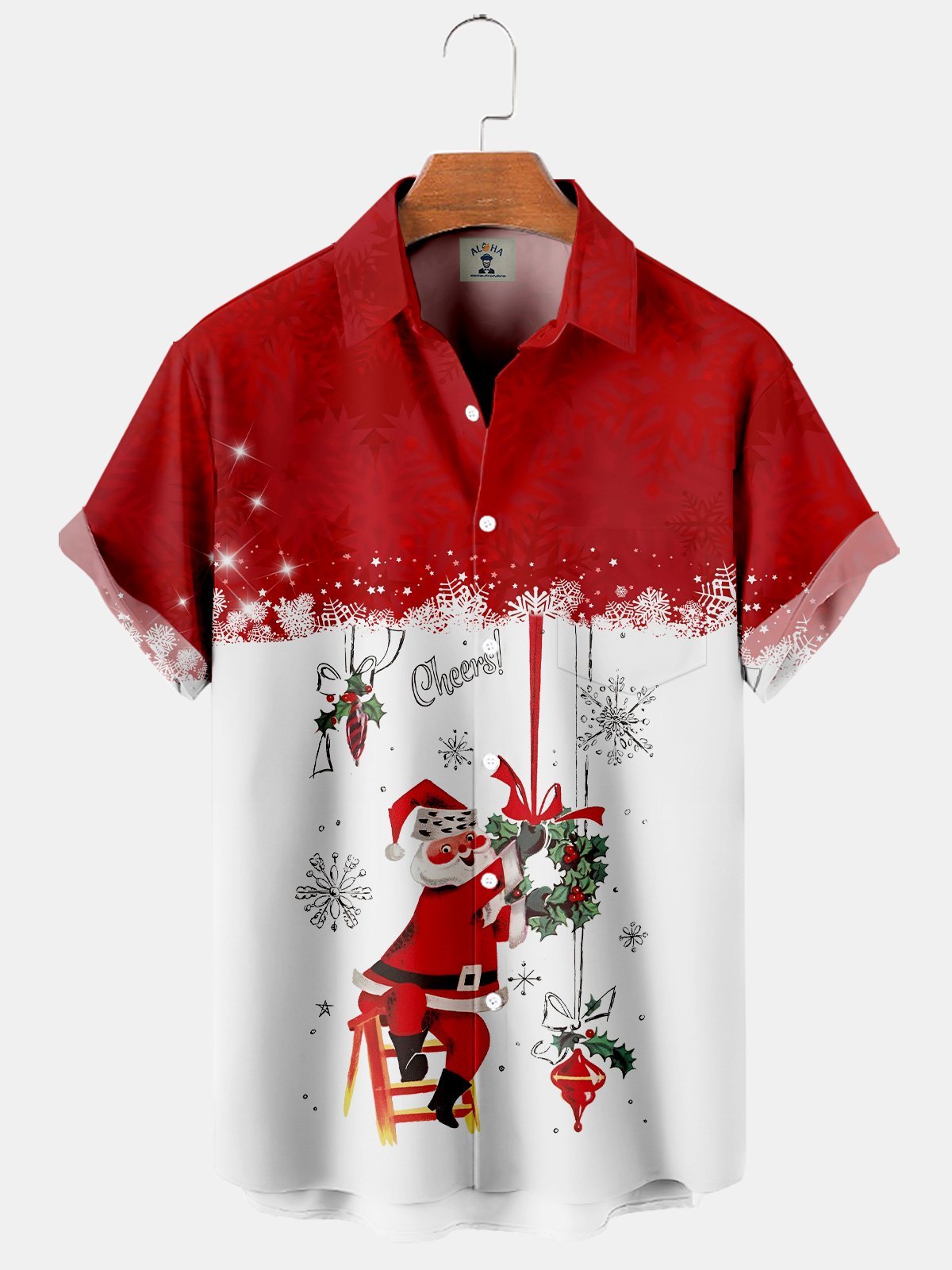 Christmas Snowflake Santa Claus Red Color - Hawaiian Shirt