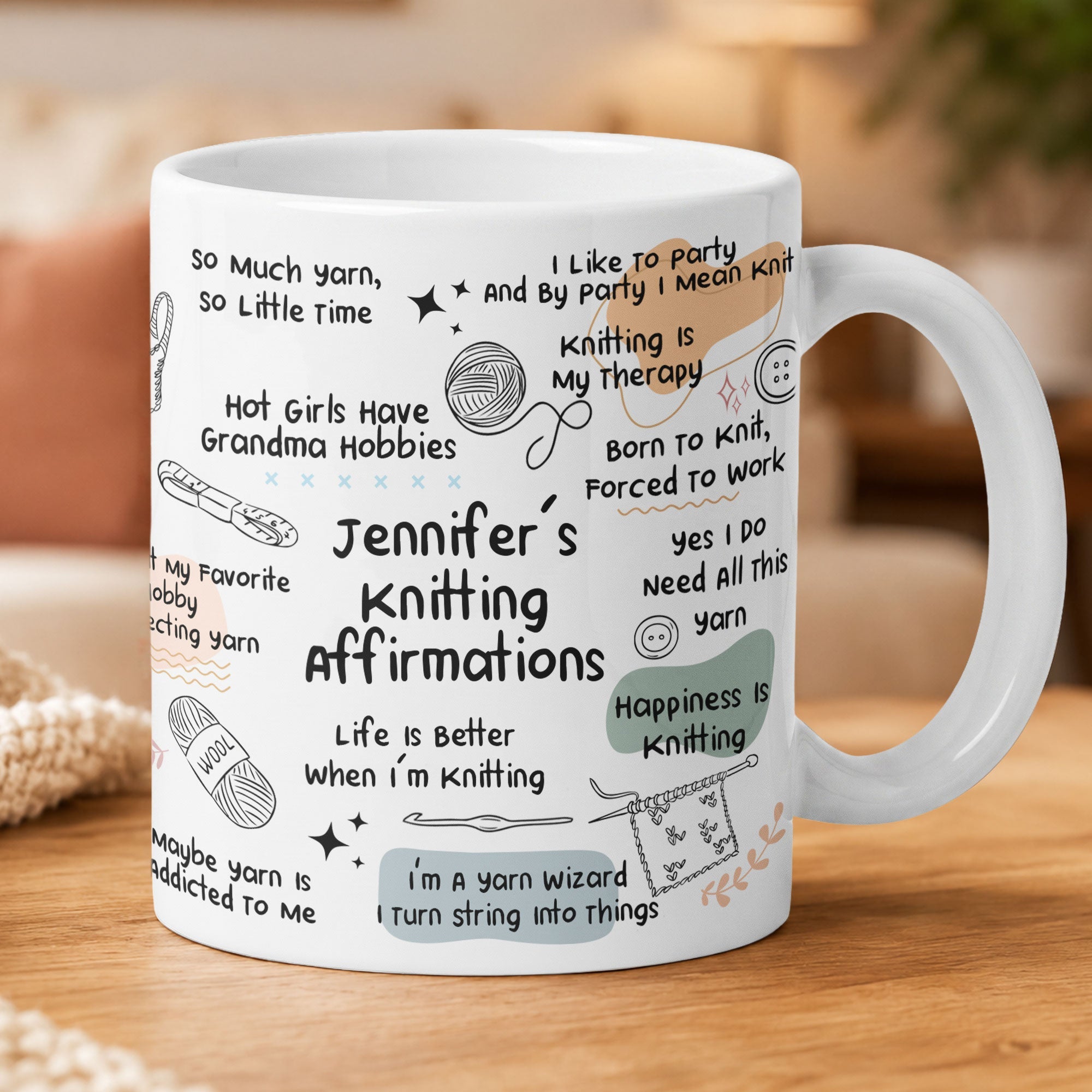 knitting affirmation mug gift for knitting lover personalized mug 2