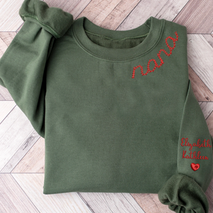 Custom Text Nana - Embroidered Hoodie, Sweatshirt, Tshirt - Gift for Grandma