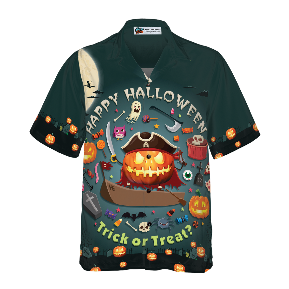 Pumpkin Trick Or Treat Candy Cute Jack-o'-lantern Hawaiian Shirt