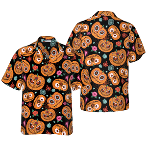 Pumpkin Flower Halloween Theme Hawaiian Shirt