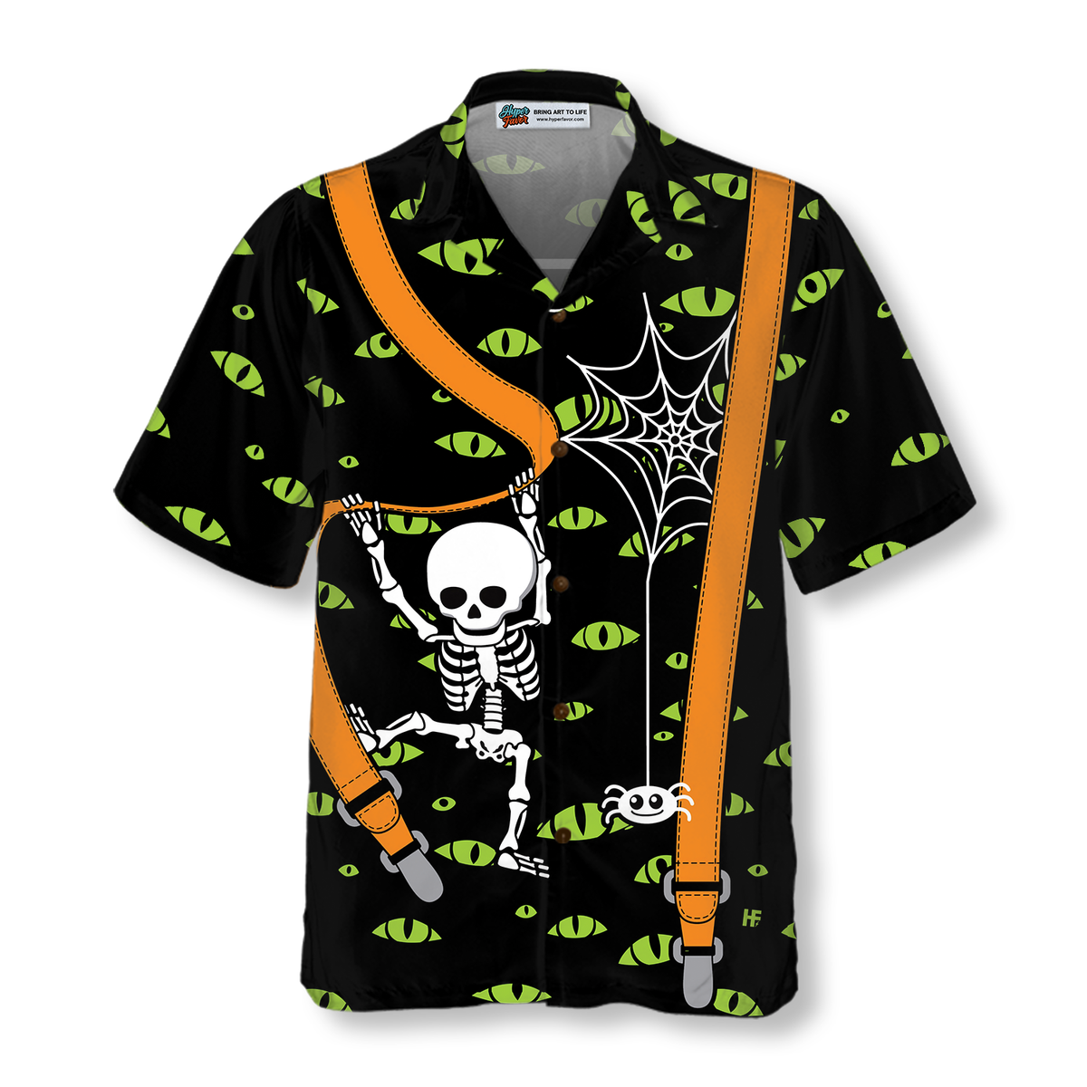 Halloween Skeleton And Monster Eyes Hawaiian Shirt For Men And Women