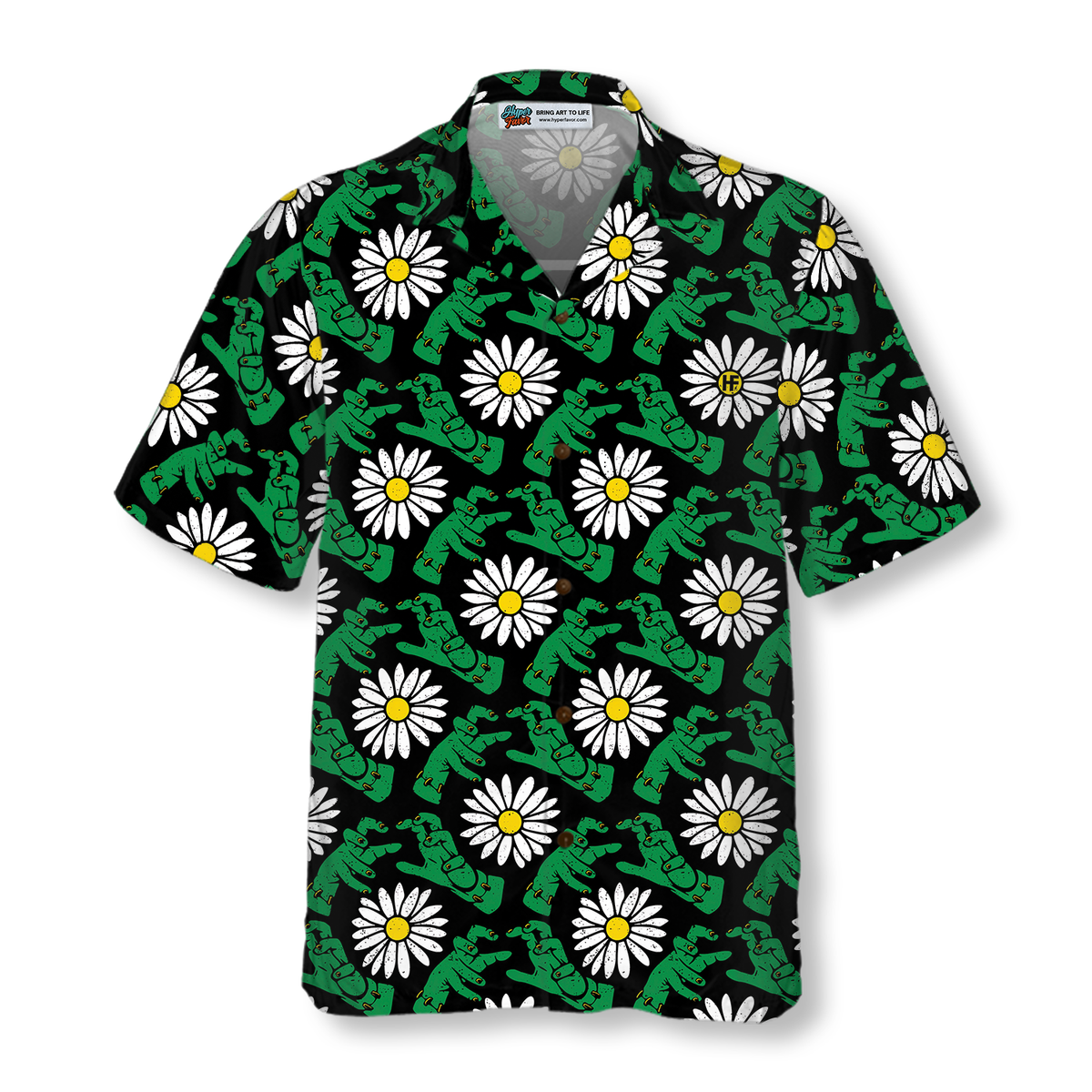 Halloween Frankenstein's Monster And Daisies Hawaiian Shirt