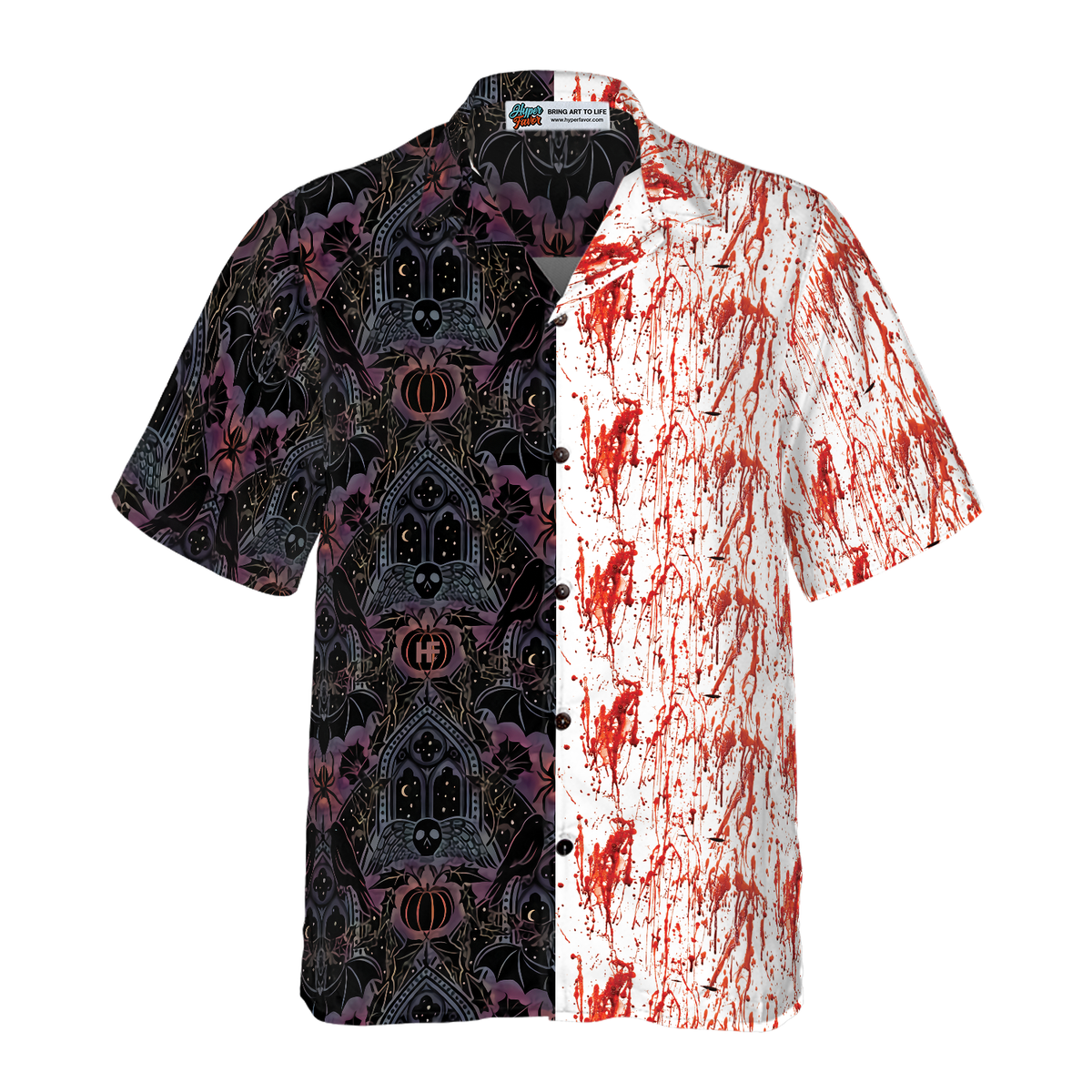 Gothic Halloween Blood, Satanic Bat And Spider Goth Hawaiian Shirt