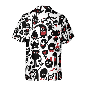 Black Monsters Halloween Hawaiian Shirt For Men And Women