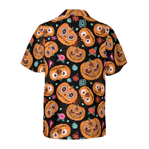 Pumpkin Flower Halloween Theme Hawaiian Shirt