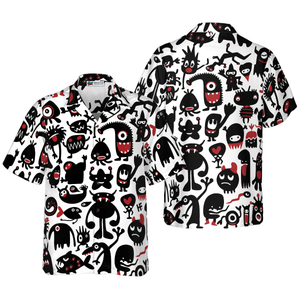 Black Monsters Halloween Hawaiian Shirt For Men And Women