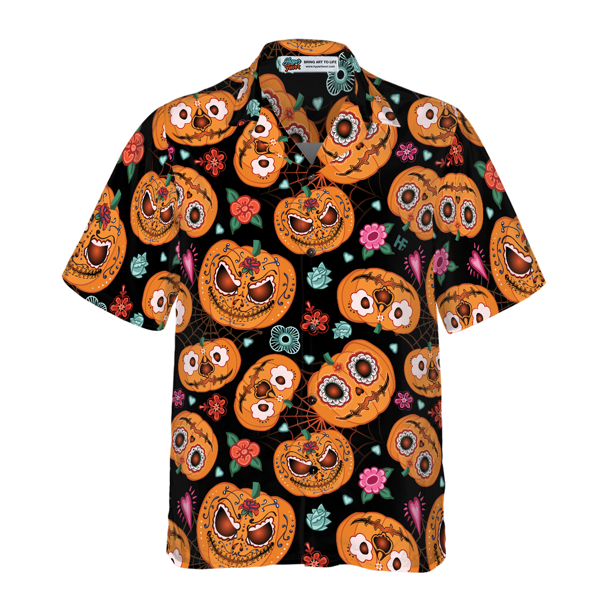 Pumpkin Flower Halloween Theme Hawaiian Shirt