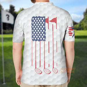 FamilyStore American Flag Golf Ball Pattern - Men Polo