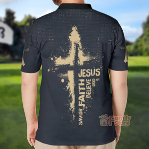 Jesus Savior Faith Believe God - Men Polo Shirt