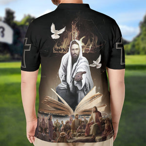 FamilyStore Jesus Give His Hand And Holy Bible - Men Polo Shirt