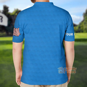 FamilyStore Personalized Custom Name American Flag 4th July Blue Men Golf Polo Shirt