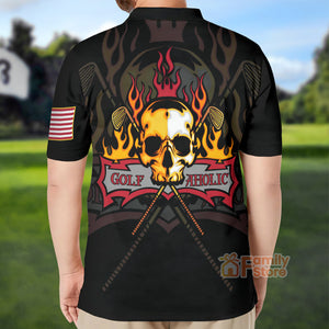 FamilyStore Golf Flame Skull Short Sleeve Golf - Men Polo Shirt