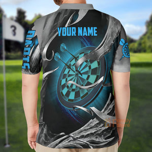 FamilyStore Custom Name Multicolor Teal Skull Darts All Over Printed - Personalized Men Polo