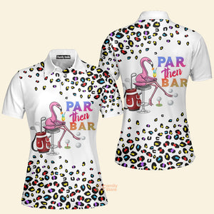 FamilyStore Pink Leopard Par Then Bar Flamingo Cocktail Women Golf Polo