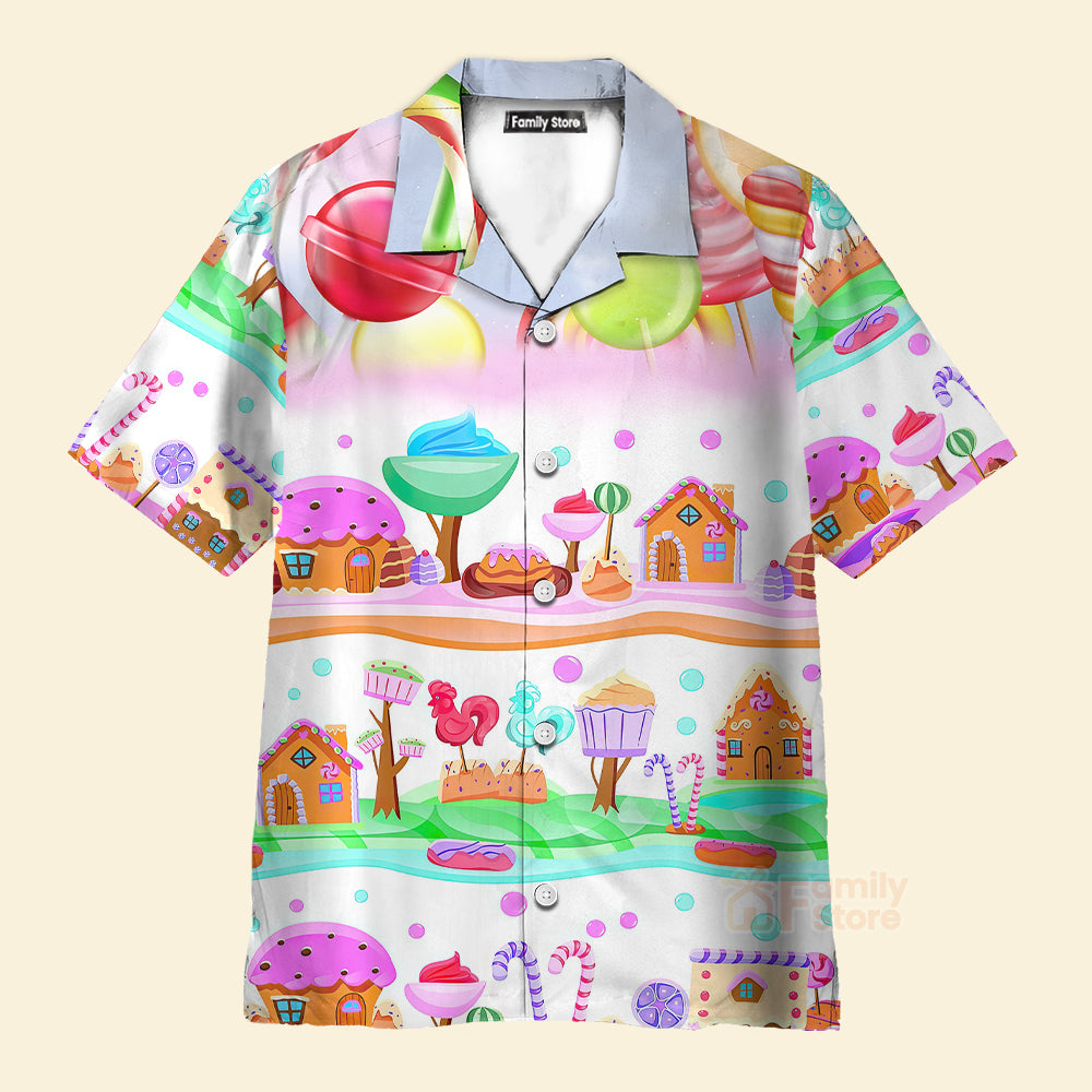 Food Dessert Colourful Cookies Candy Lolipop Hawaiian Shirt