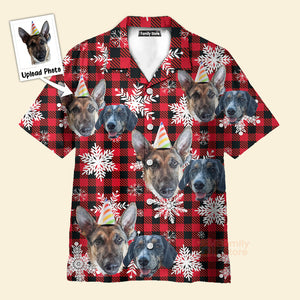 Custom Photo Retro Winter Buffalo Plaid Funny For Men, Husband -  Hawaiian Shirt