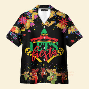 Let's Fiesta Cinco De Mayo Black And Red Aloha Hawaiian Shirts