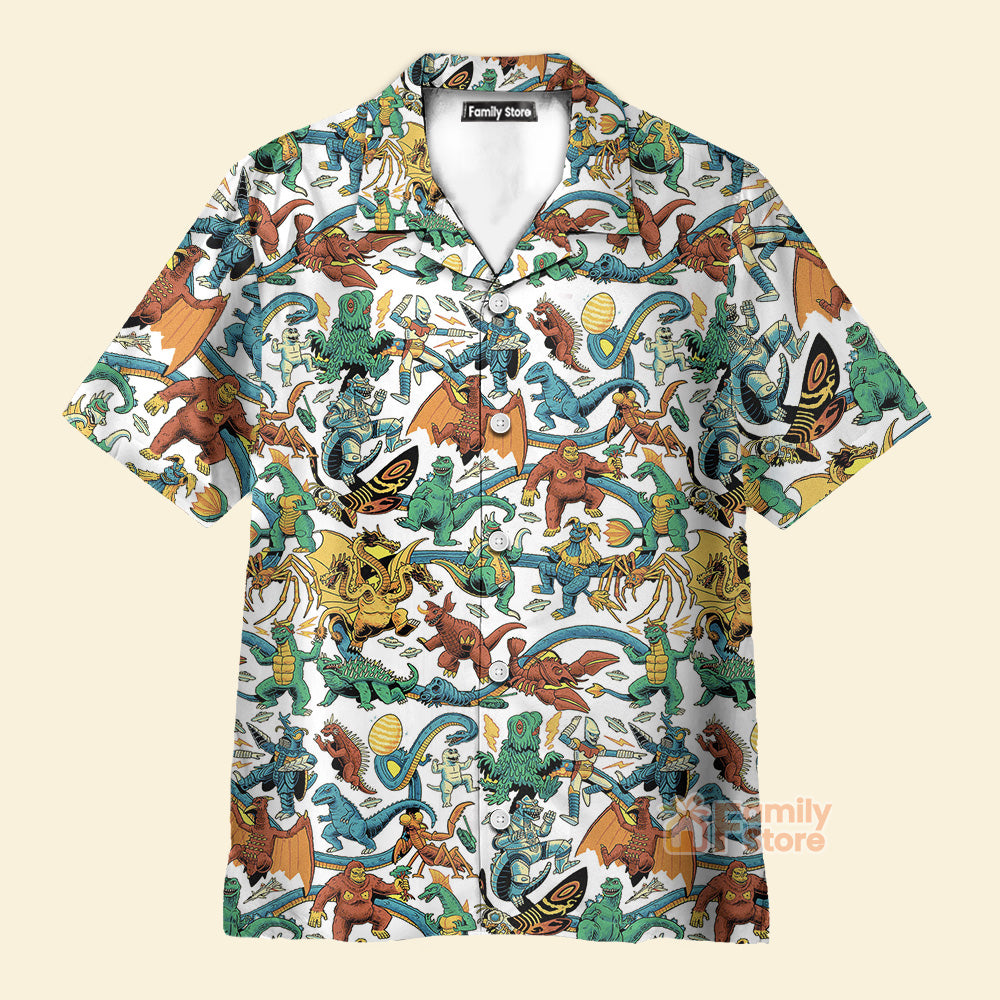 FamilyStore Showa Era Monsters Kaiju Battles - Hawaiian Shirt