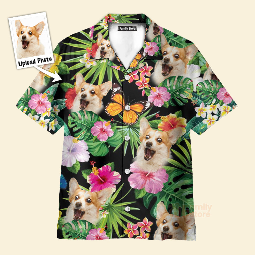 Custom Photo Dog Hibiscus Flower Summer - Personalized Hawaiian Shirt