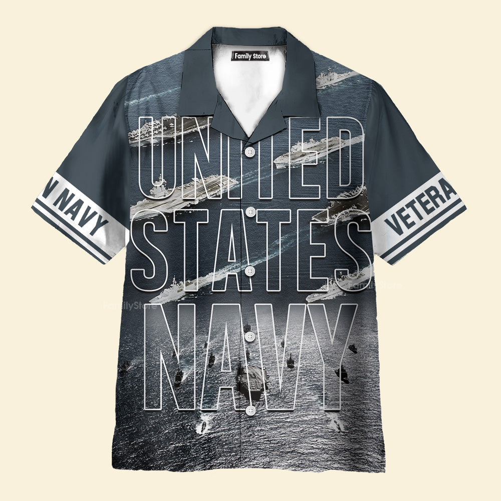 FamilyStore Navy United States Navy Veteran Hawaiian Shirt