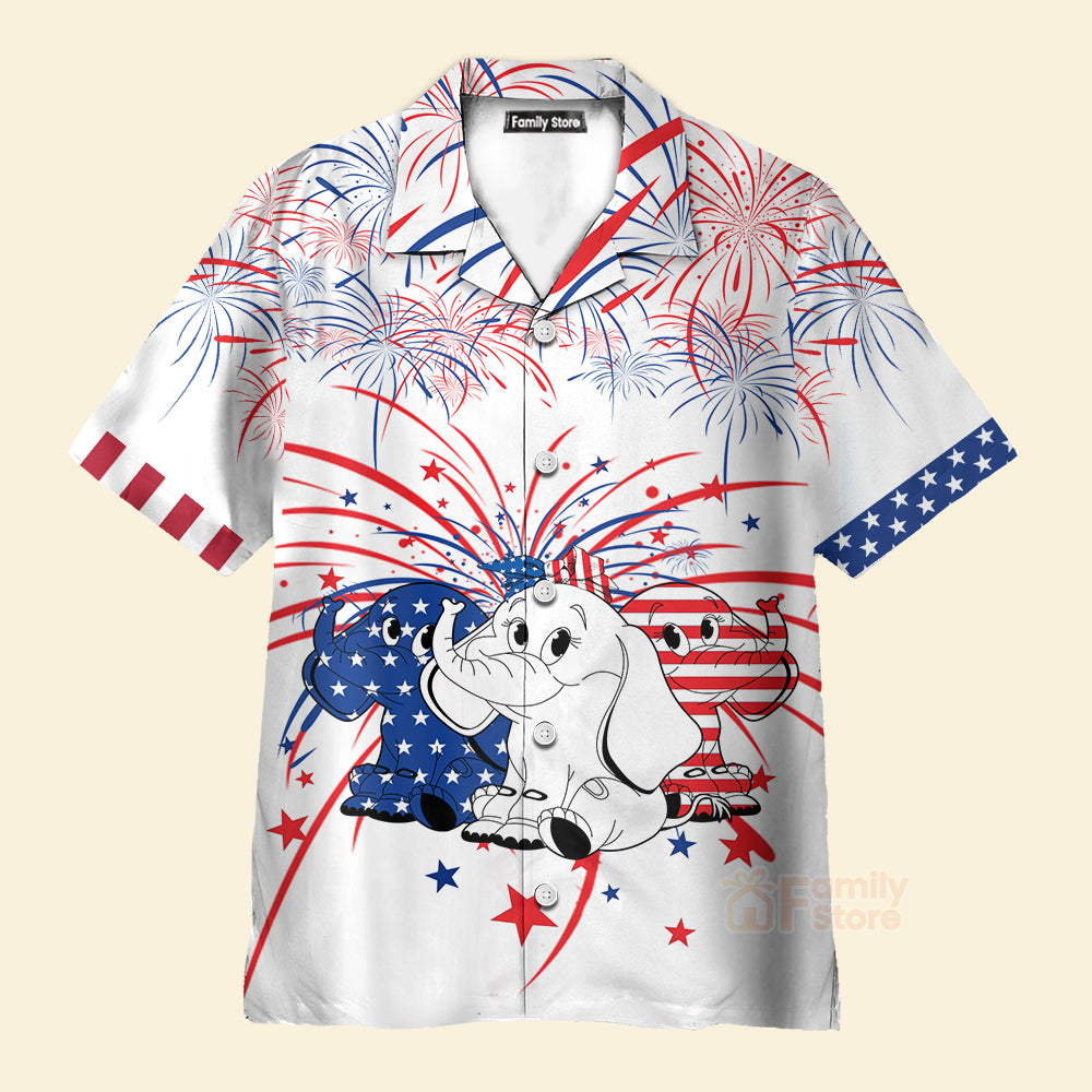 Independence Day ELephant 3D Hawaiian Shirt