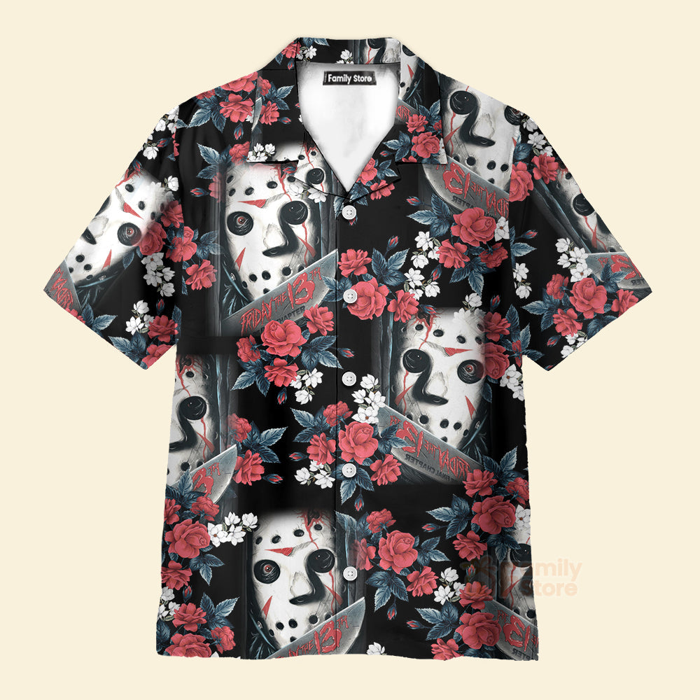 FamilyStore Halloween Jason Voorhees Flower Tropical Style - Hawaiian Shirt