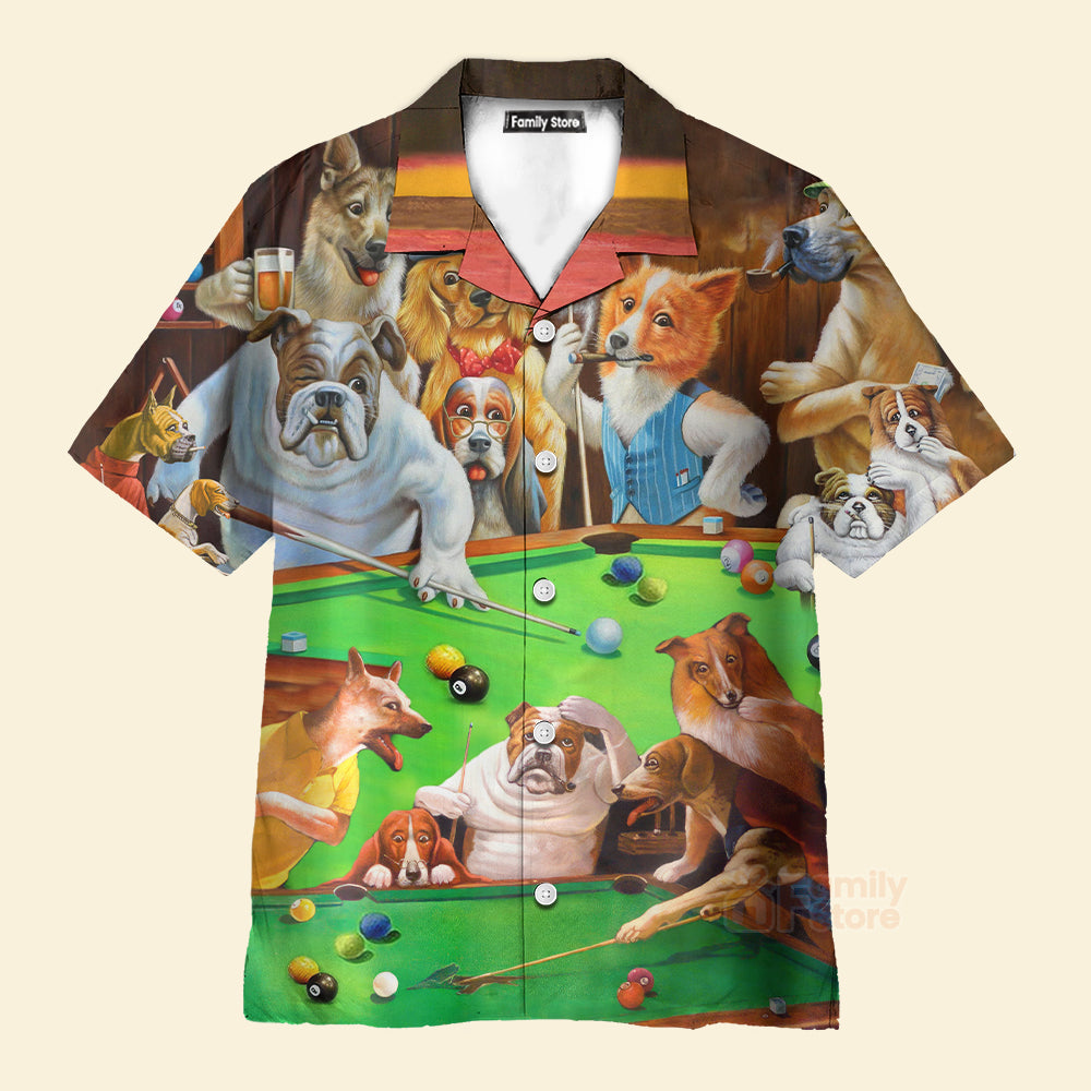 Billiard Dogs Playing Pool - Hawaiian Shirt