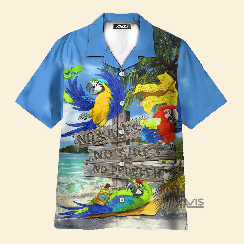 Mischevous Parrot No Shoe No Shirt No Problem - Hawaiian Shirt