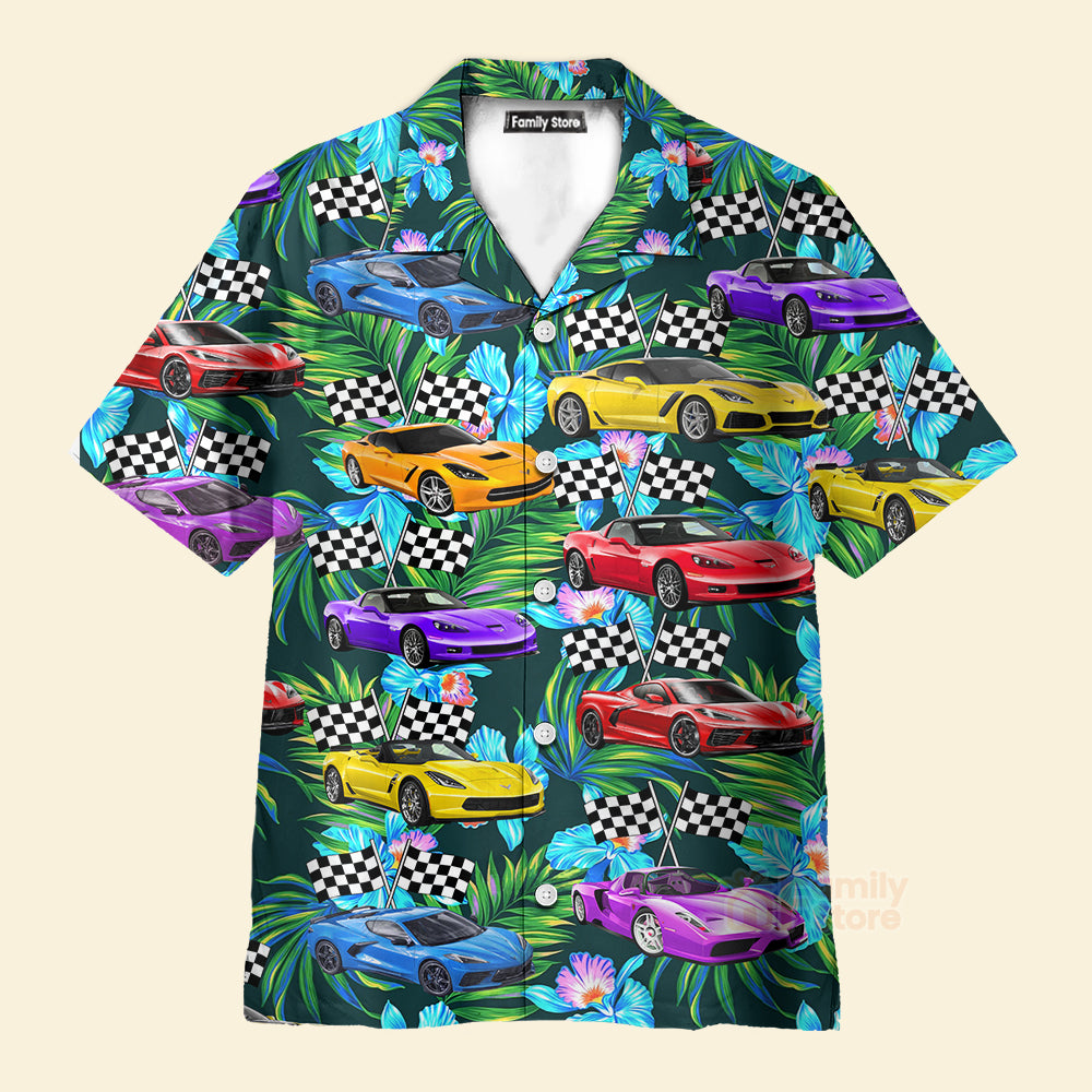 Corvette Car Colorful Tropical Hawaiian Shirts - Gift For Corvette Car Lovers