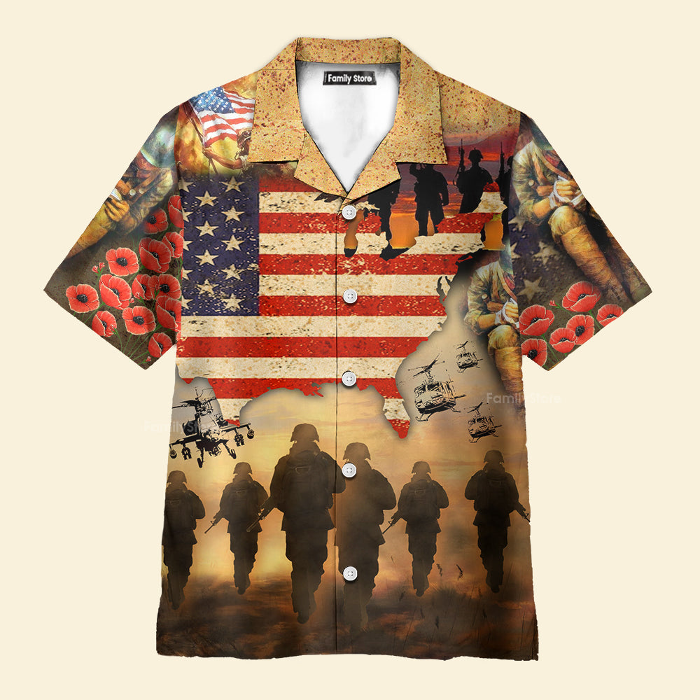 FamilyStore Veteran Blood Sweat And Tear America Flag - Hawaiian Shirt