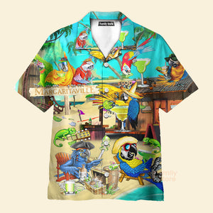 Funny Parrot In Summer Beach Party Margarita Cocktail Margaritaville Hawaiian Shirts