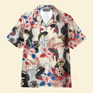 Unique Holstein Friesian Cattle American Flag Hawaiian Shirt