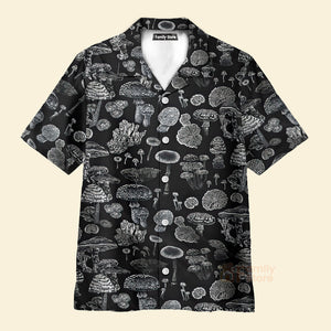 Black And White Casual Mushroom Hawaiian Shirt - For Men & Women