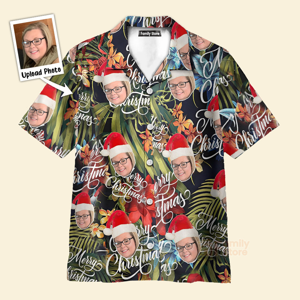 Men'S Custom Face Merry Christmas Hawaiian Shirts