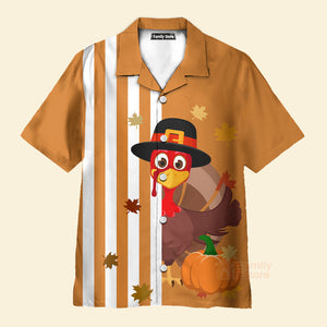 Thanksgiving Turkey Stripe Pattern Hawaiian Shirt