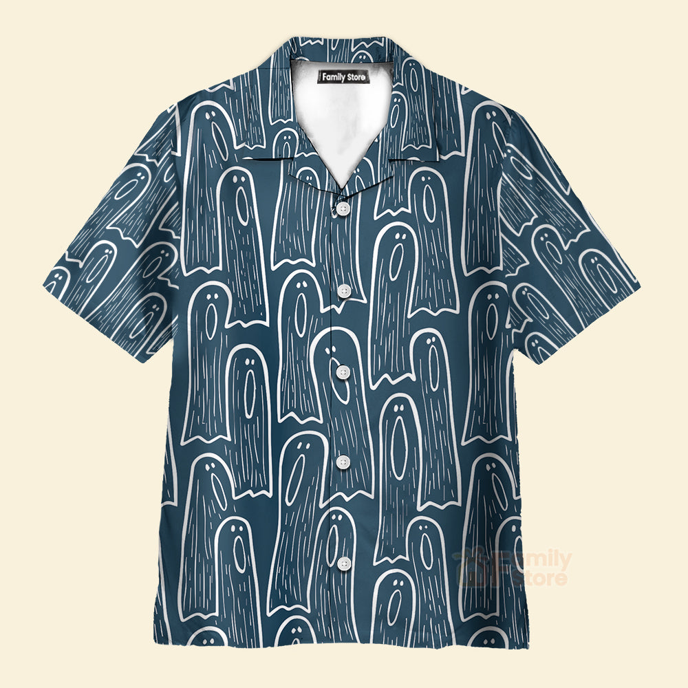 Men's Hawaiian Shirts Halloween Ghost Print Short Sleeve Shirt