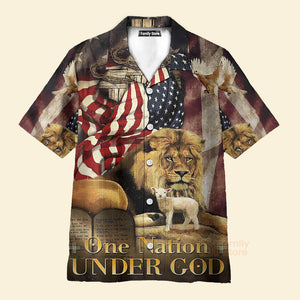 One Nation Under God Chest Pocket Short Sleeve Casual Shirt Hawaiian Shirt