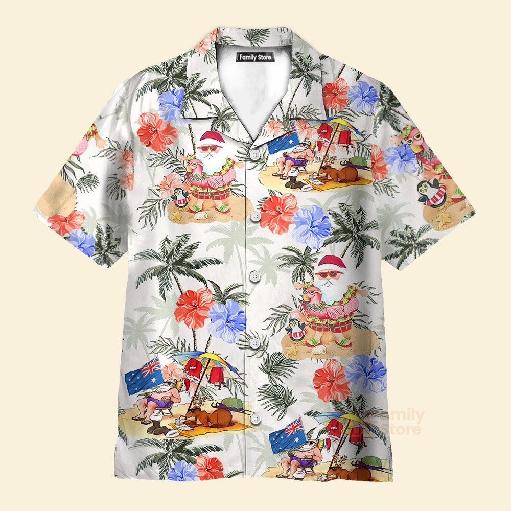 Christmas In July Santa Enjoy Time For Some Beach Therapy Hawaiian Shirt