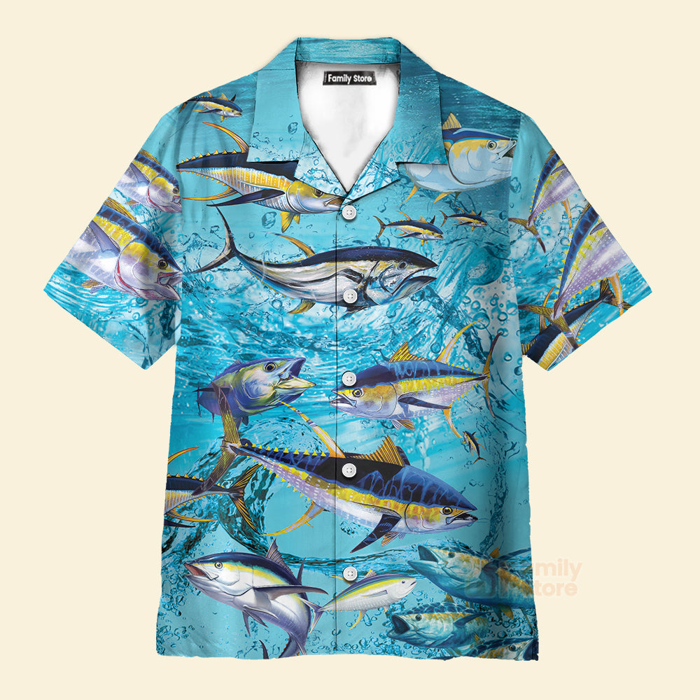 Fishing Tuna Fish In The Blue Sea - Hawaiian Shirt