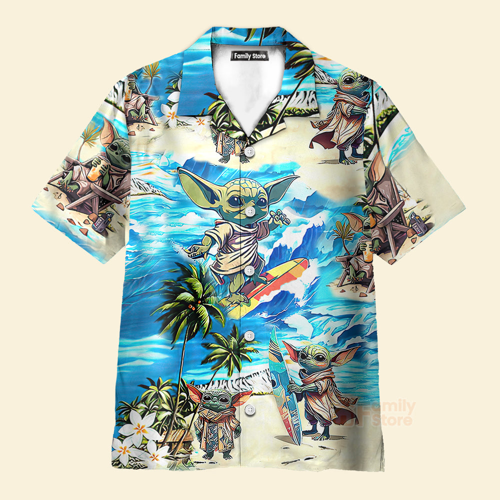 Baby Yoda Star Wars Surfing - Hawaiian Shirt For Men, Women, Kids