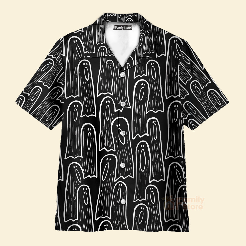 Men's Hawaiian Shirts Halloween Ghost Print Short Sleeve Shirt